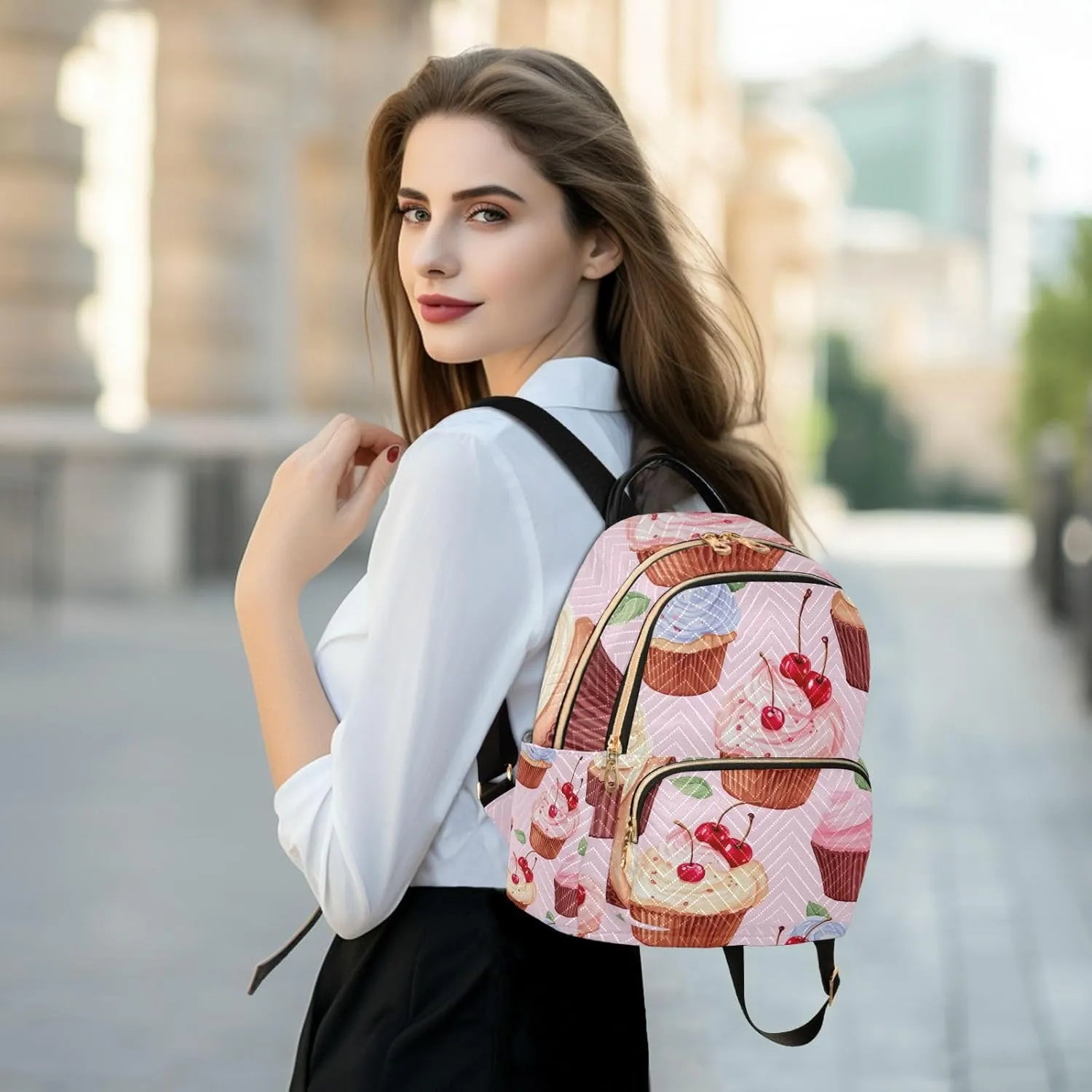 GAIGEO Cupcakes Fashion Backpack, Backpack with Luggage Strap, Backpacks for Womens Fashion, M
