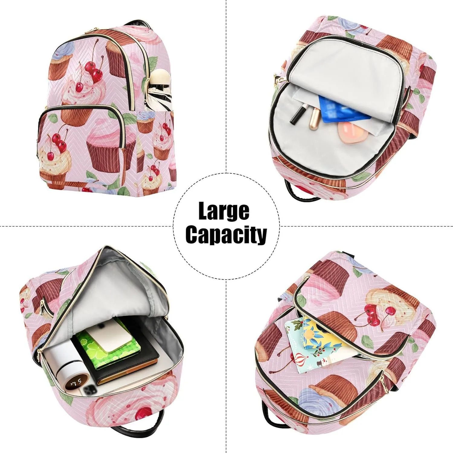 GAIGEO Cupcakes Fashion Backpack, Backpack with Luggage Strap, Backpacks for Womens Fashion, M