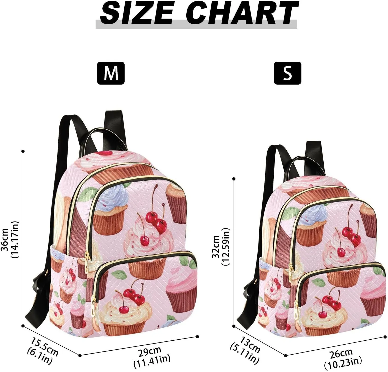 GAIGEO Cupcakes Fashion Backpack, Backpack with Luggage Strap, Backpacks for Womens Fashion, M