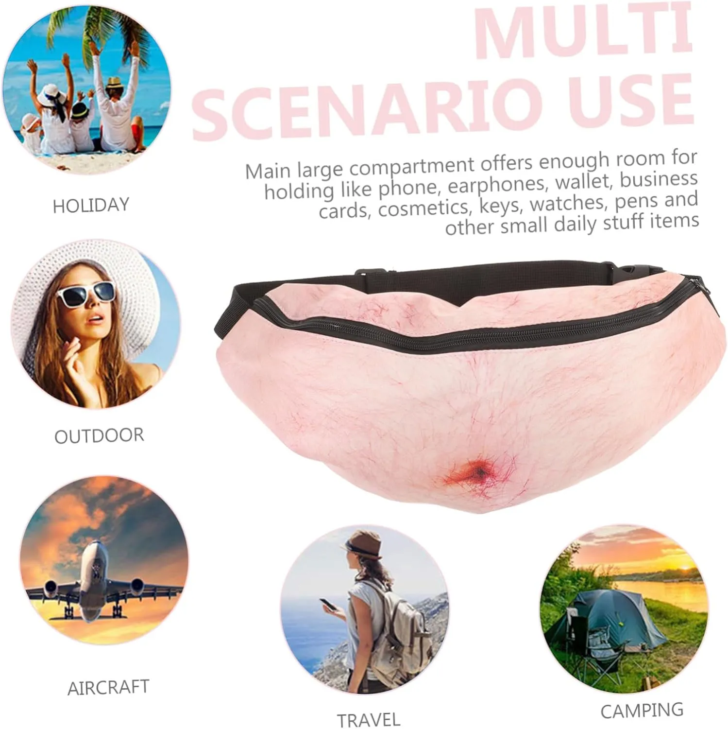 GALPADA Waist Bag Pack Fanny Money Pouch Anti-theft Bag for Travel Running and Casual Wear Random Color