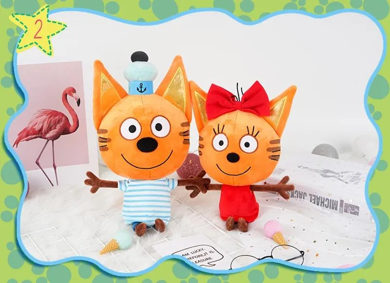 Genuine kid e cats Russian Три кота My Family Three Happy Cats Plush Doll Cookie Candy Pudding Happy Cat Doll Toy Children Gift