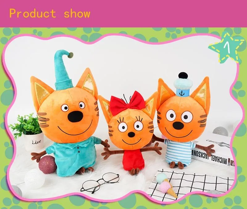 Genuine kid e cats Russian Три кота My Family Three Happy Cats Plush Doll Cookie Candy Pudding Happy Cat Doll Toy Children Gift
