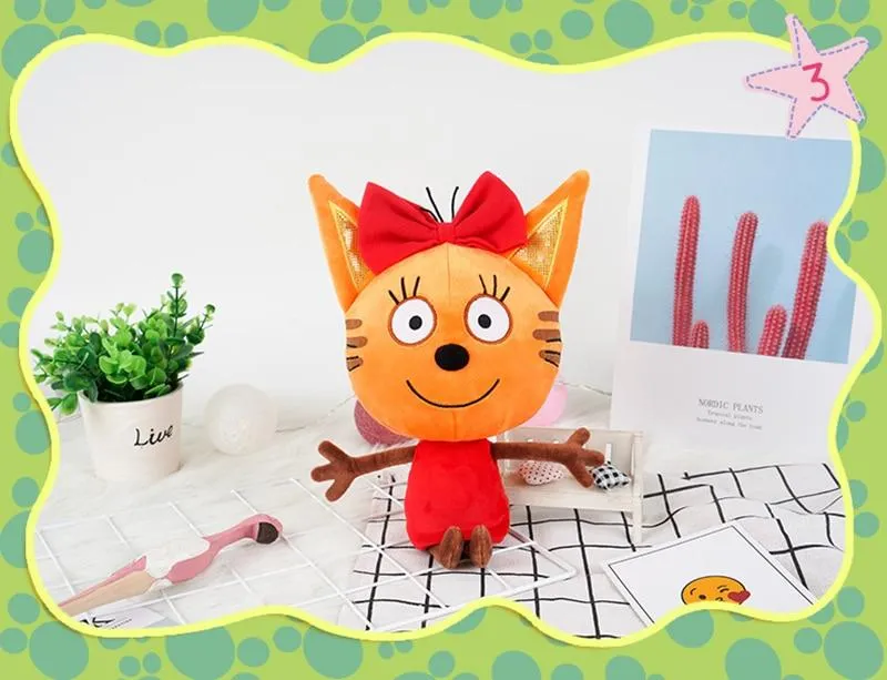 Genuine kid e cats Russian Три кота My Family Three Happy Cats Plush Doll Cookie Candy Pudding Happy Cat Doll Toy Children Gift
