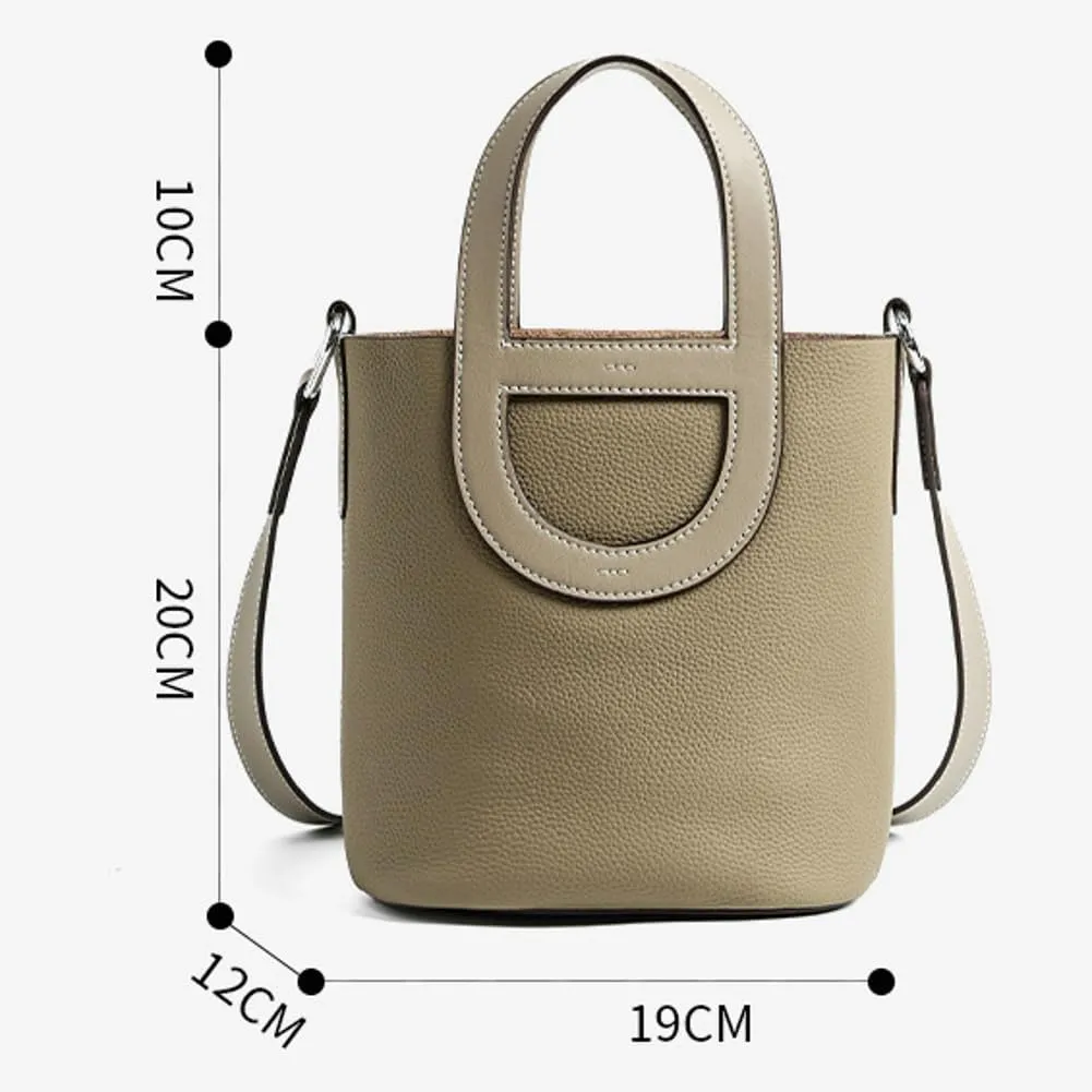 Genuine Leather Shoulder Bags for Women Stylish Handbags Small Bucket Crossbody Tote Purses Casual Ladies Satchels