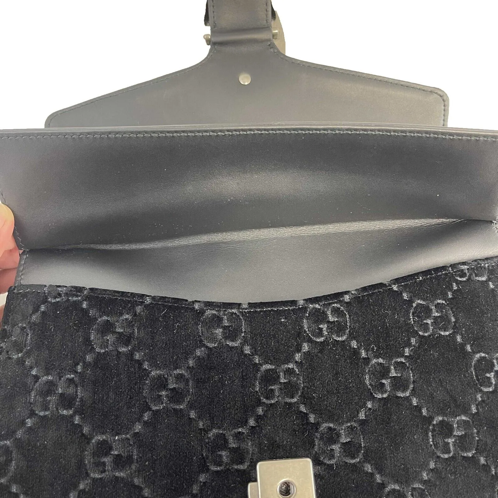 Gucci - NEW Black / Silver Velvet Embossed GG Dionysus Small Shoulder Bag