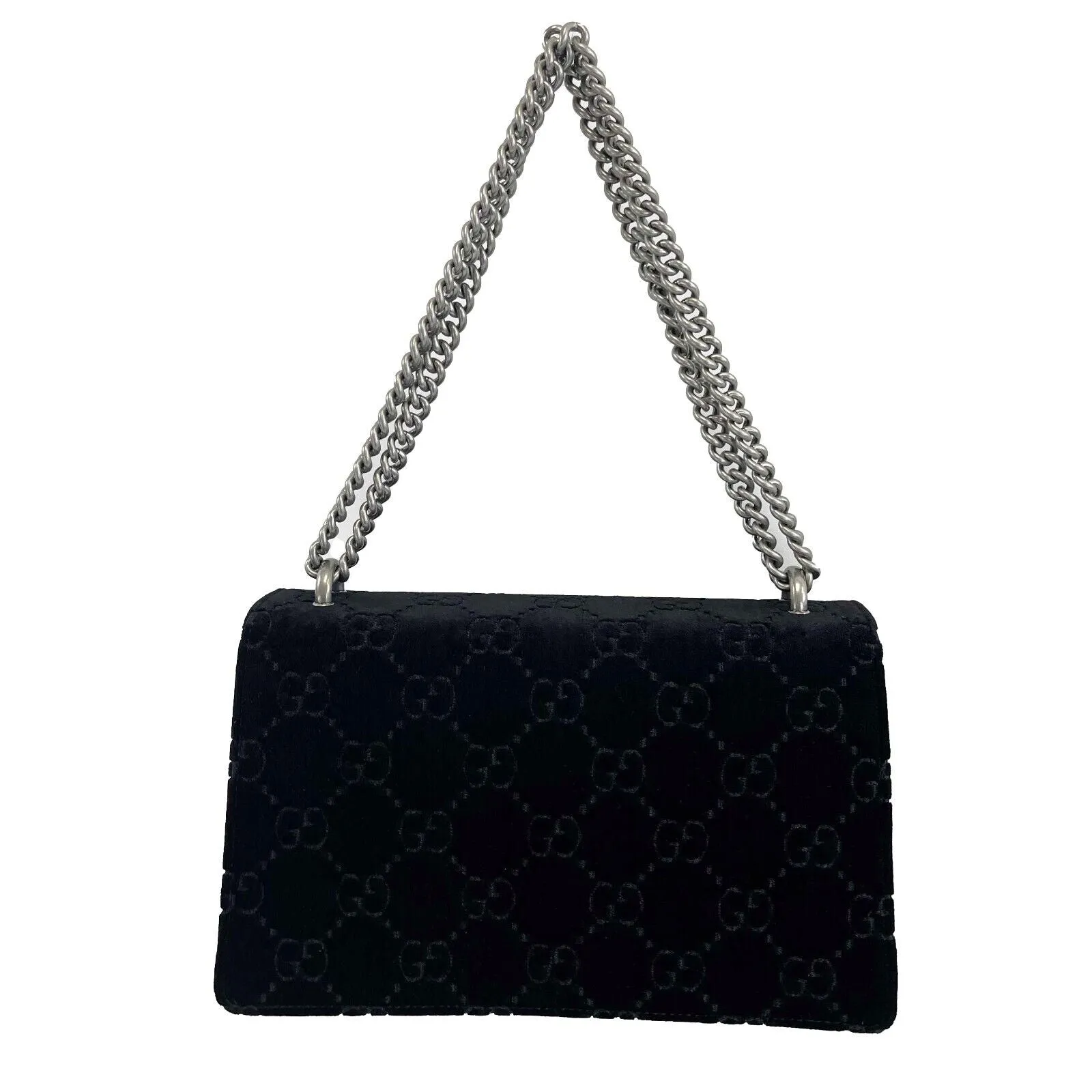 Gucci - NEW Black / Silver Velvet Embossed GG Dionysus Small Shoulder Bag