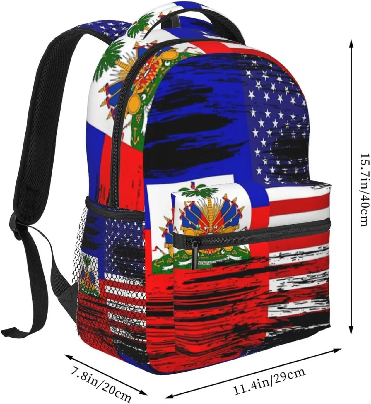 Haiti Flag Backpack,Haitian Bookbags Laptop Bag Shoulder Bags Travel Hiking Camping Daypack for Men Women