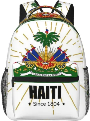 Haiti Flag Backpack,Haitian Bookbags Laptop Bag Shoulder Bags Travel Hiking Camping Daypack for Men Women