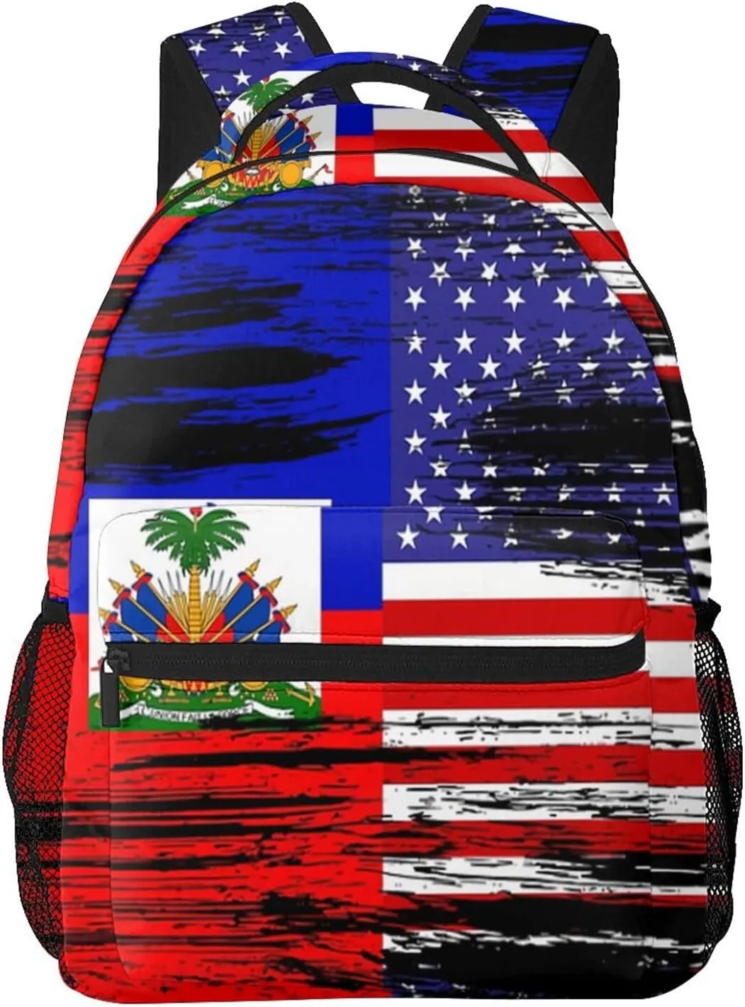 Haiti Flag Backpack,Haitian Bookbags Laptop Bag Shoulder Bags Travel Hiking Camping Daypack for Men Women