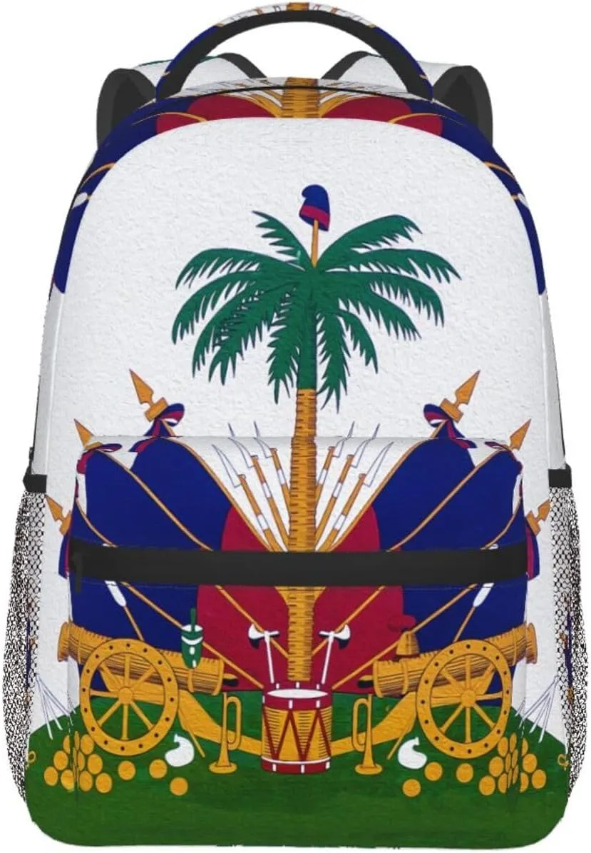 Haiti Flag Backpack,Haitian Bookbags Laptop Bag Shoulder Bags Travel Hiking Camping Daypack for Men Women