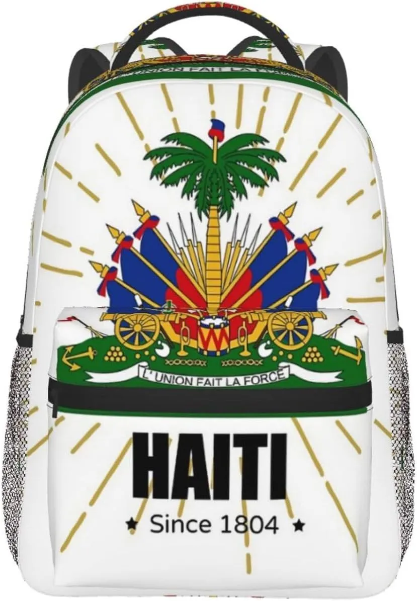 Haiti Flag Backpack,Haitian Bookbags Laptop Bag Shoulder Bags Travel Hiking Camping Daypack for Men Women