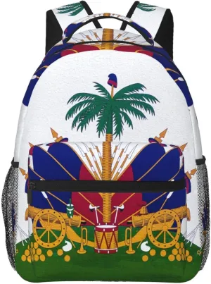 Haiti Flag Backpack,Haitian Bookbags Laptop Bag Shoulder Bags Travel Hiking Camping Daypack for Men Women