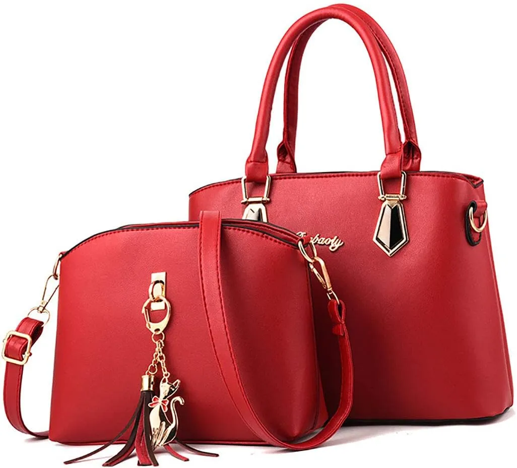 Handbags for Women Shoulder Bags Tote Satchel 2pcs Purse Set Tassel Crossbody Bags Yellow