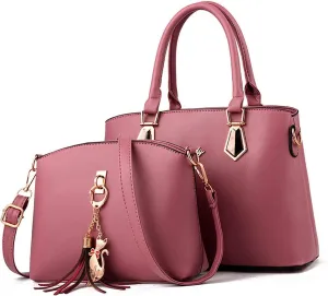 Handbags for Women Shoulder Bags Tote Satchel 2pcs Purse Set Tassel Crossbody Bags Yellow