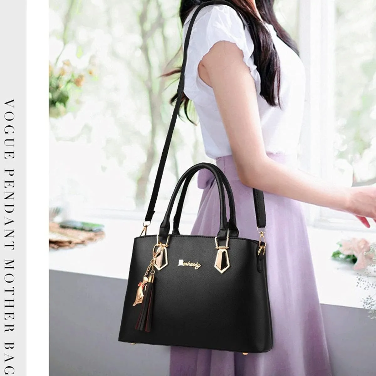 Handbags for Women Shoulder Bags Tote Satchel 2pcs Purse Set Tassel Crossbody Bags Yellow
