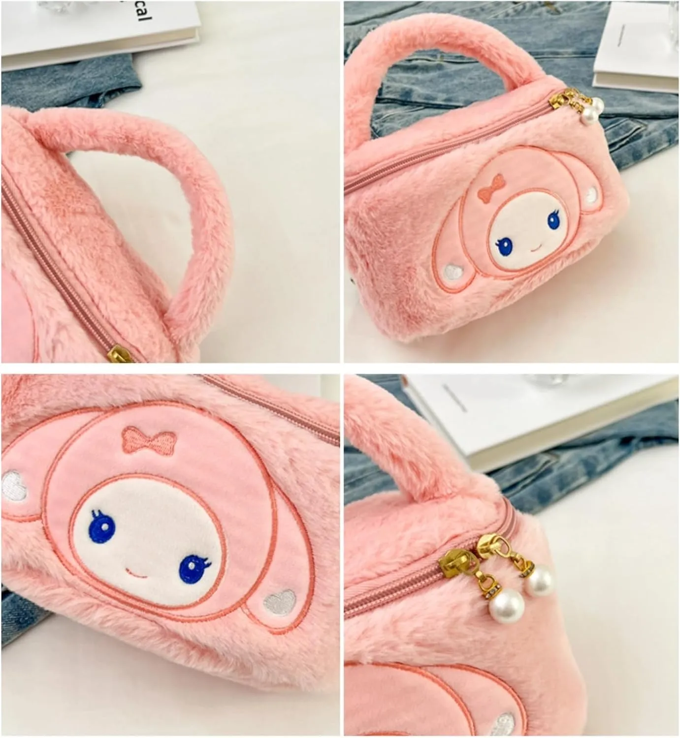 Hanging Travel Toiletry Bag with Spacious Compartments,Cute Cartoon Large Waterproof Portable Makeup Bag for Women (pink)