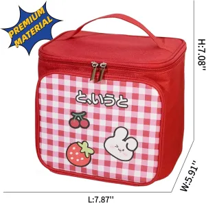 Hanging Travel Toiletry Bag with Spacious Compartments,Cute Cartoon Large Waterproof Portable Makeup Bag for Women (red)
