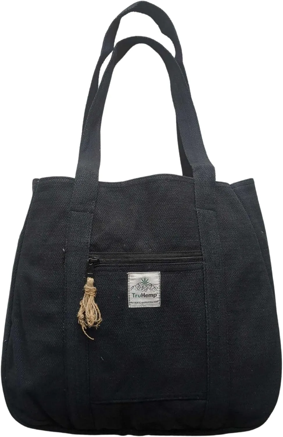 Hemp Shopping Tote Bag with Dual Zippered Compartments | Spacious Eco Market Bag with Cotton Lining | 10L Capacity