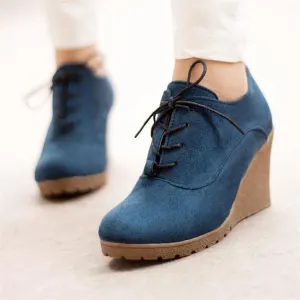 High Platform High Heeled Wedges Ankle Boots