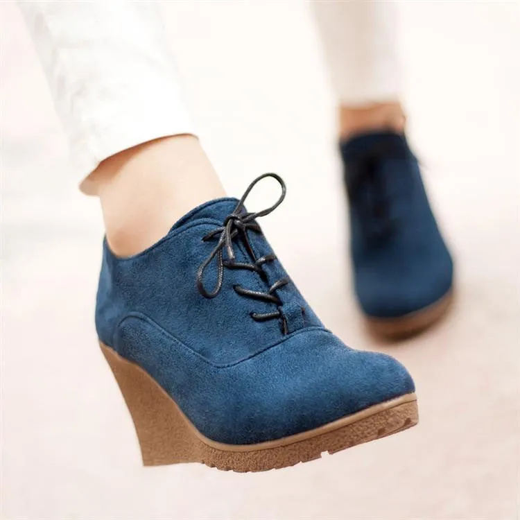 High Platform High Heeled Wedges Ankle Boots