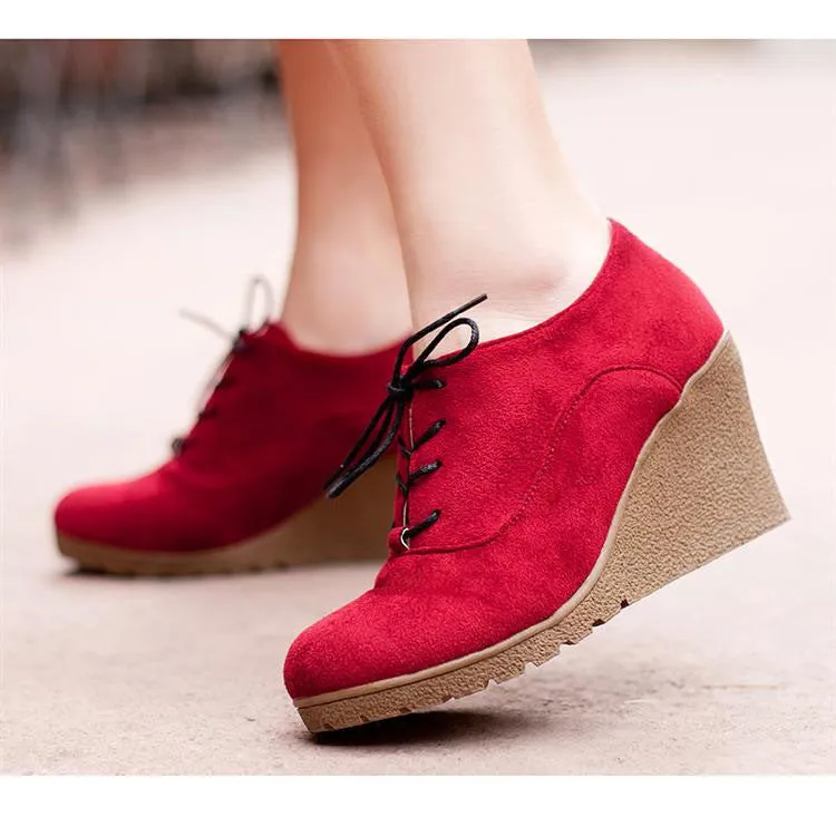 High Platform High Heeled Wedges Ankle Boots