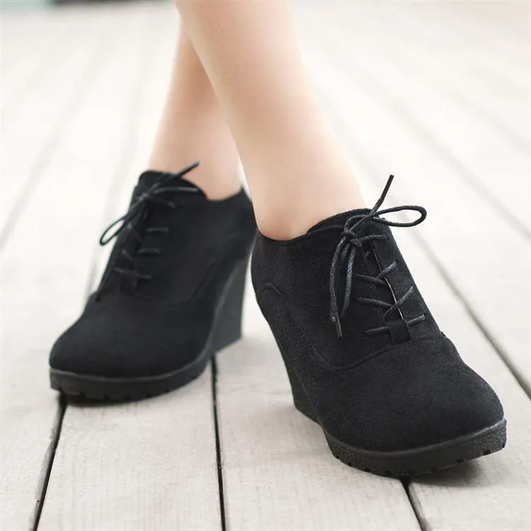 High Platform High Heeled Wedges Ankle Boots