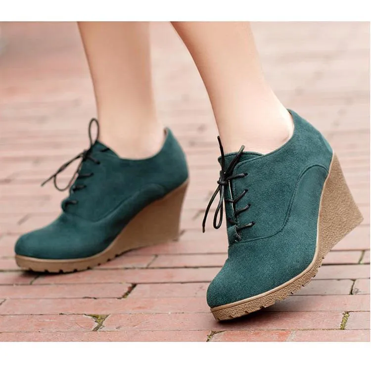 High Platform High Heeled Wedges Ankle Boots