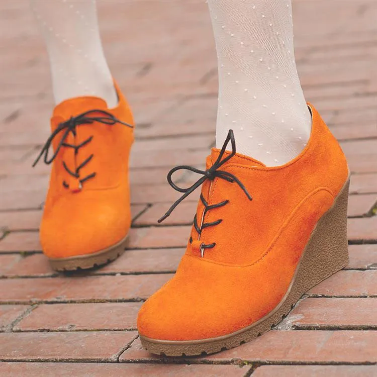 High Platform High Heeled Wedges Ankle Boots