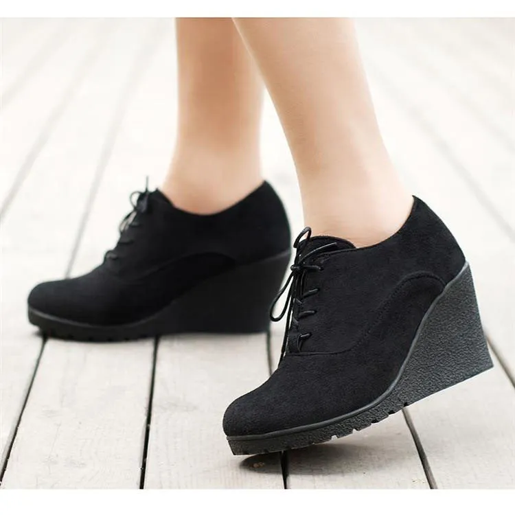 High Platform High Heeled Wedges Ankle Boots