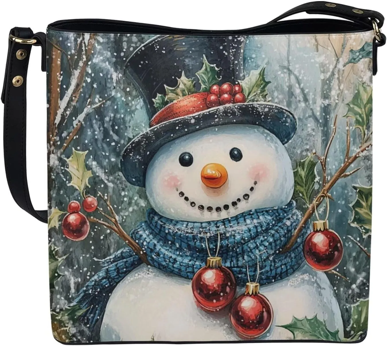 HUGS IDEA Handbags for Women PU Leather Bucket Purses Shoulder Bags Crossbody Purse