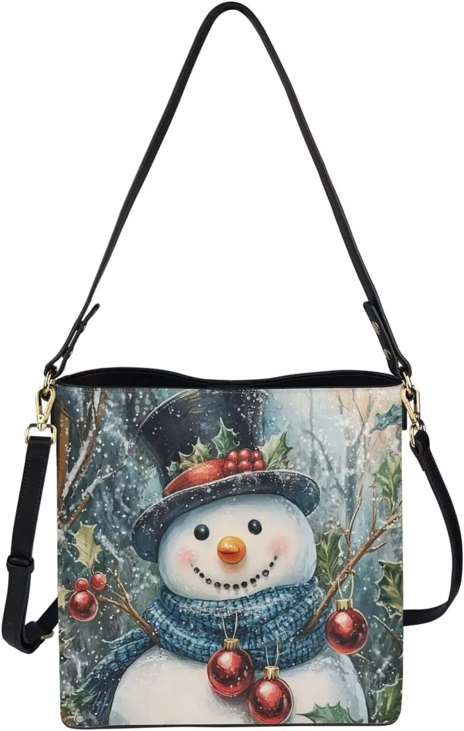 HUGS IDEA Handbags for Women PU Leather Bucket Purses Shoulder Bags Crossbody Purse