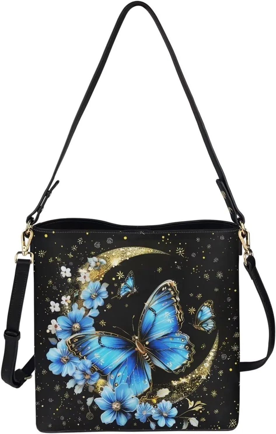 HUGS IDEA Handbags for Women PU Leather Bucket Purses Shoulder Bags Crossbody Purse