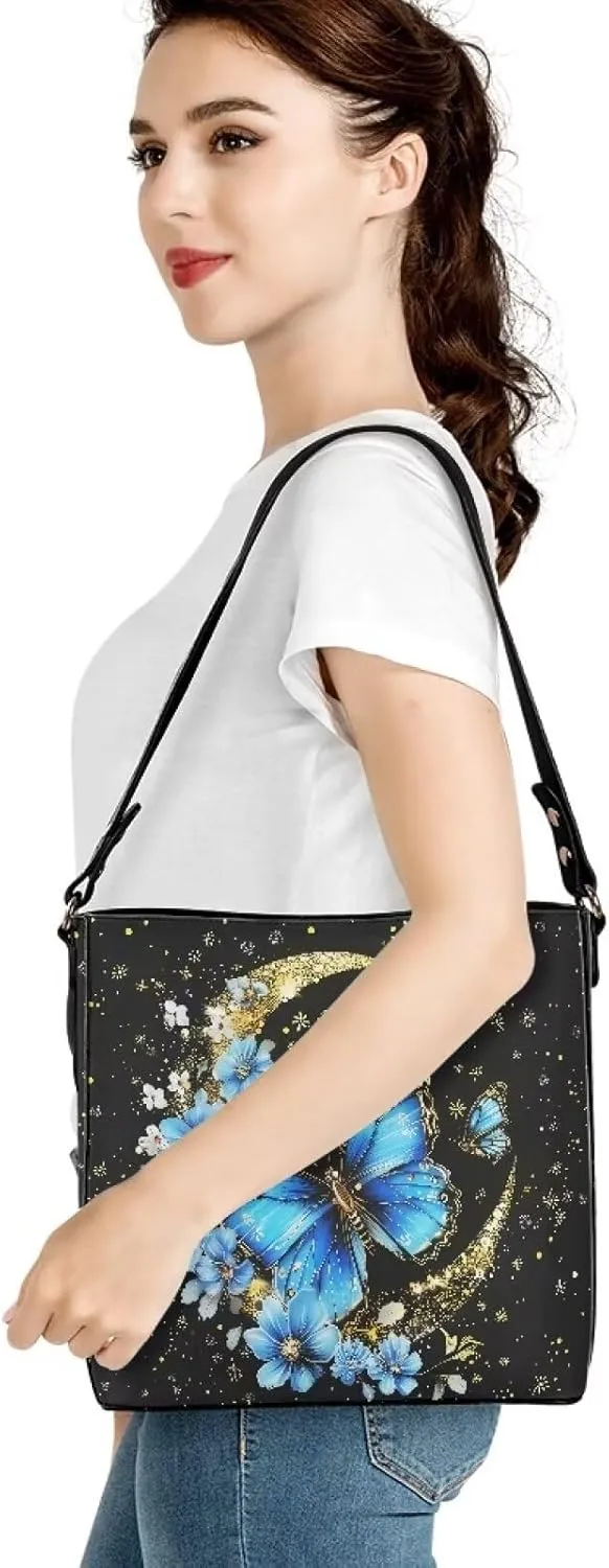 HUGS IDEA Handbags for Women PU Leather Bucket Purses Shoulder Bags Crossbody Purse
