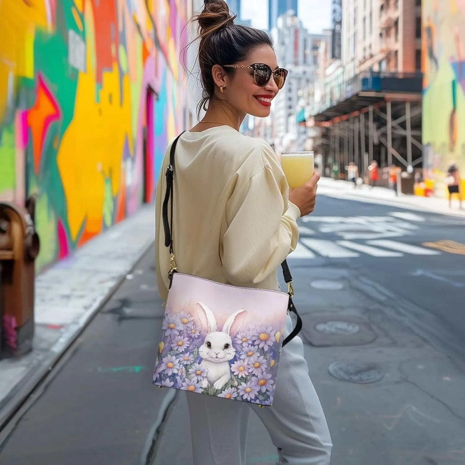 HUGS IDEA Handbags for Women PU Leather Bucket Purses Shoulder Bags Crossbody Purse