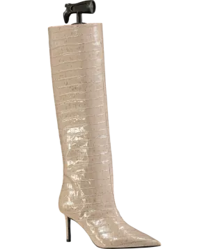 Ingliliz Beige Patent Croco Embossed Leather Boots UK 3 EU 36 