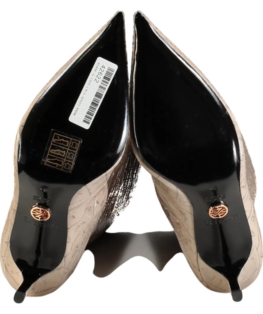 Ingliliz Beige Patent Croco Embossed Leather Boots UK 3 EU 36 