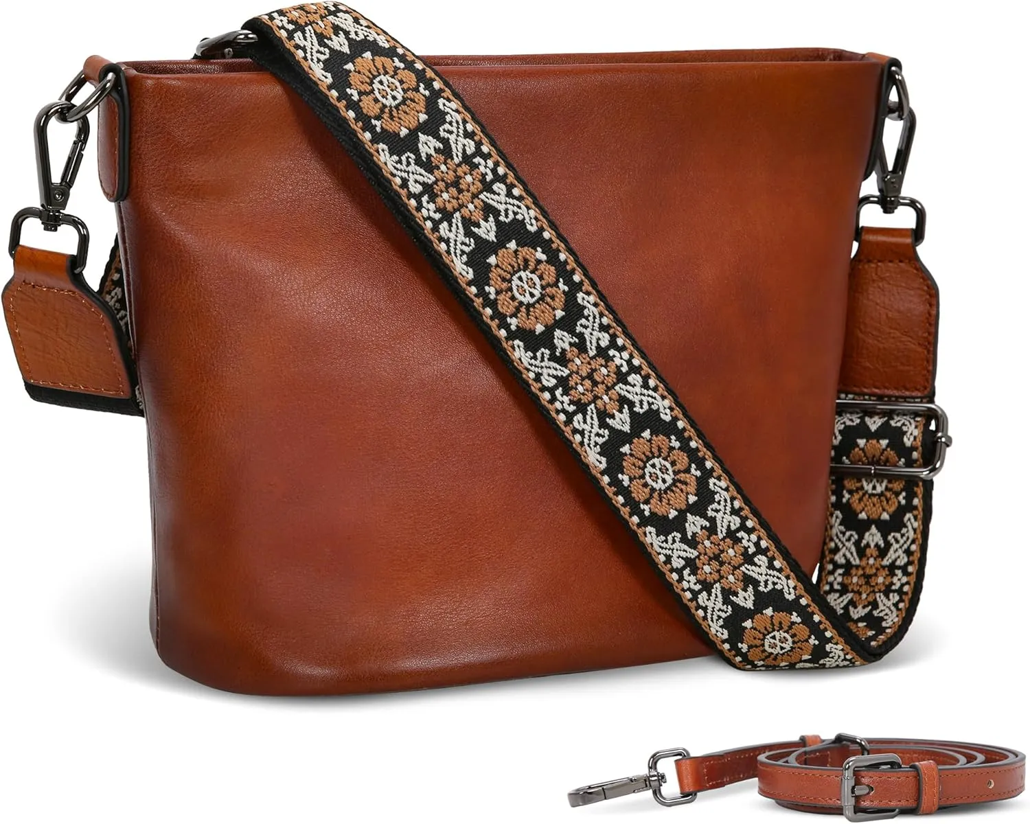 Iswee Genuine Leather Purses for Women Vintage Crossbody Bag Womens Shoulder Handbags Designer Hobo Purse