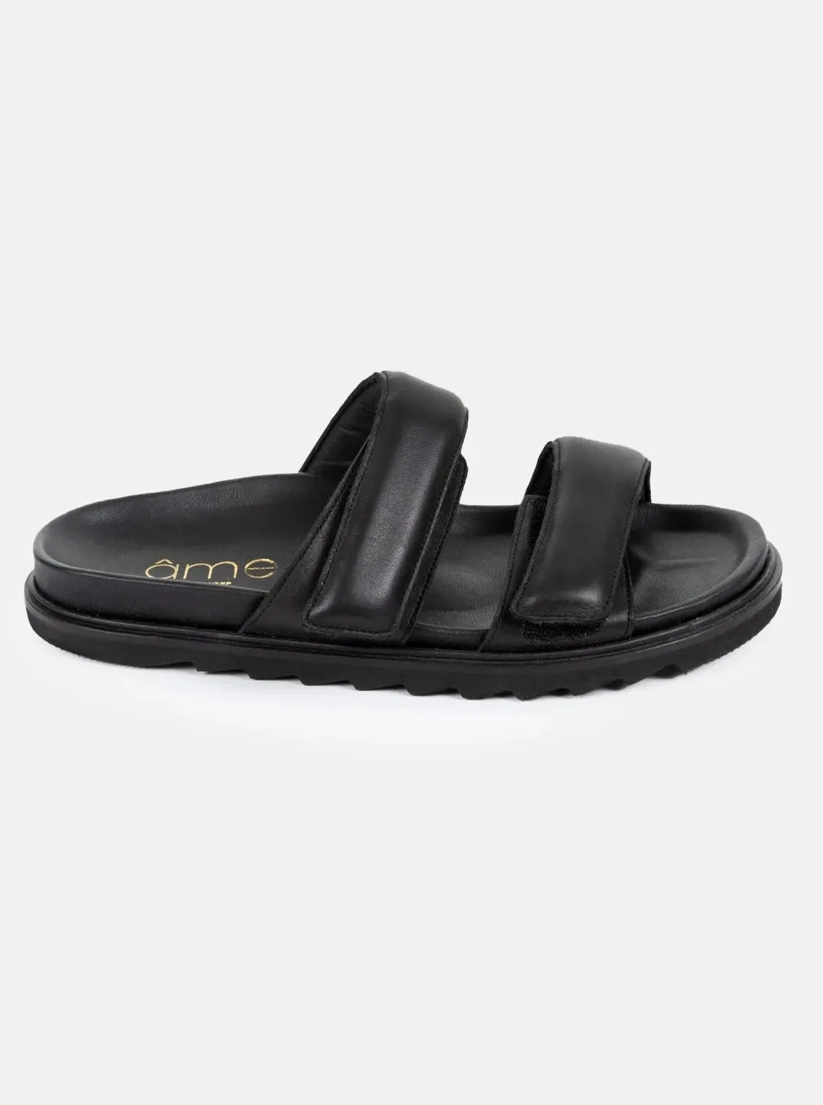 ITAMA LEATHER SLIDES | BLACK