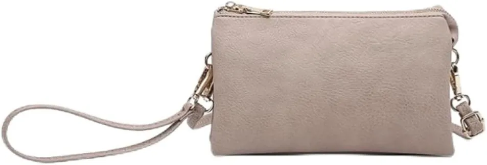 JEN & CO. Riley Vegan Leather Crossbody Bag for Women, Dark Pink - Small Clutch or Purse, Wallet Bags, Wristlet & Strap