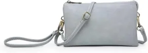 JEN & CO. Riley Vegan Leather Crossbody Bag for Women, Grey Teal - Small Clutch or Purse, Wallet Bags, Wristlet & Strap