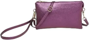 JEN & CO. Riley Vegan Leather Crossbody Bag for Women, Sapphire Purple - Small Clutch or Purse, Wallet Bags, Wristlet & Strap