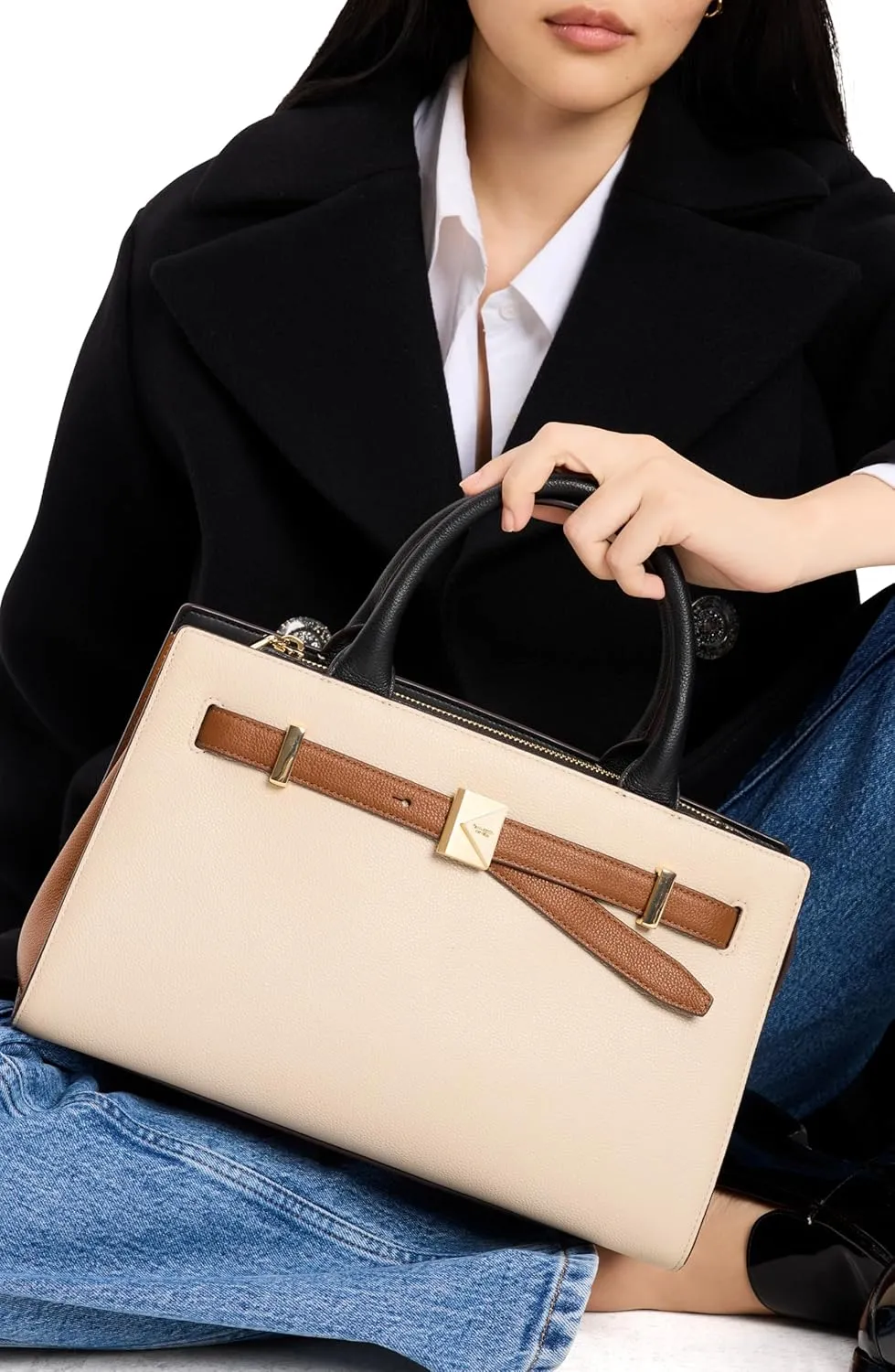 kate spade new york Deco Pebbled Leather Medium Satchel