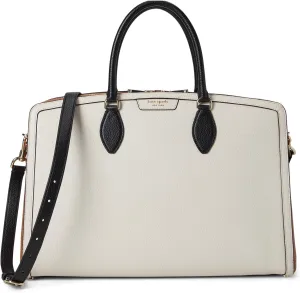 kate spade new york Hudson Colorblocked Pebbled Leather Commuter Laptop Bag, Parchment Multi
