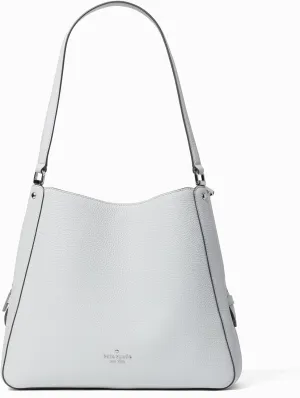 kate spade new york Leila Pebbled Leather Medium Triple Compartment Shoulder Bag, Mountain Grey