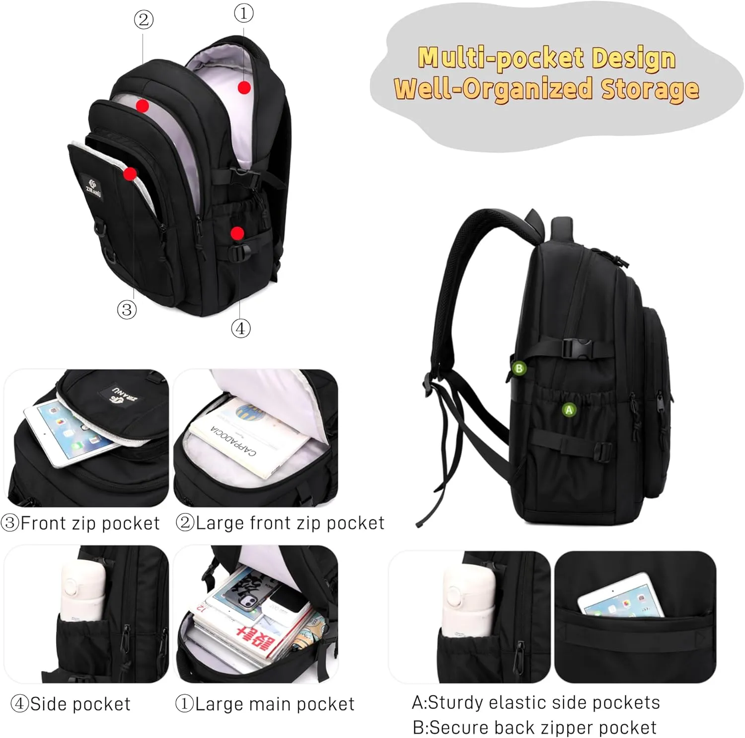 Kids Backpack for Boys & Girls, Middle School Backpacks, Elementary School Bookbag, Blue, L 12.59 W 7.87 H 18.89 inches