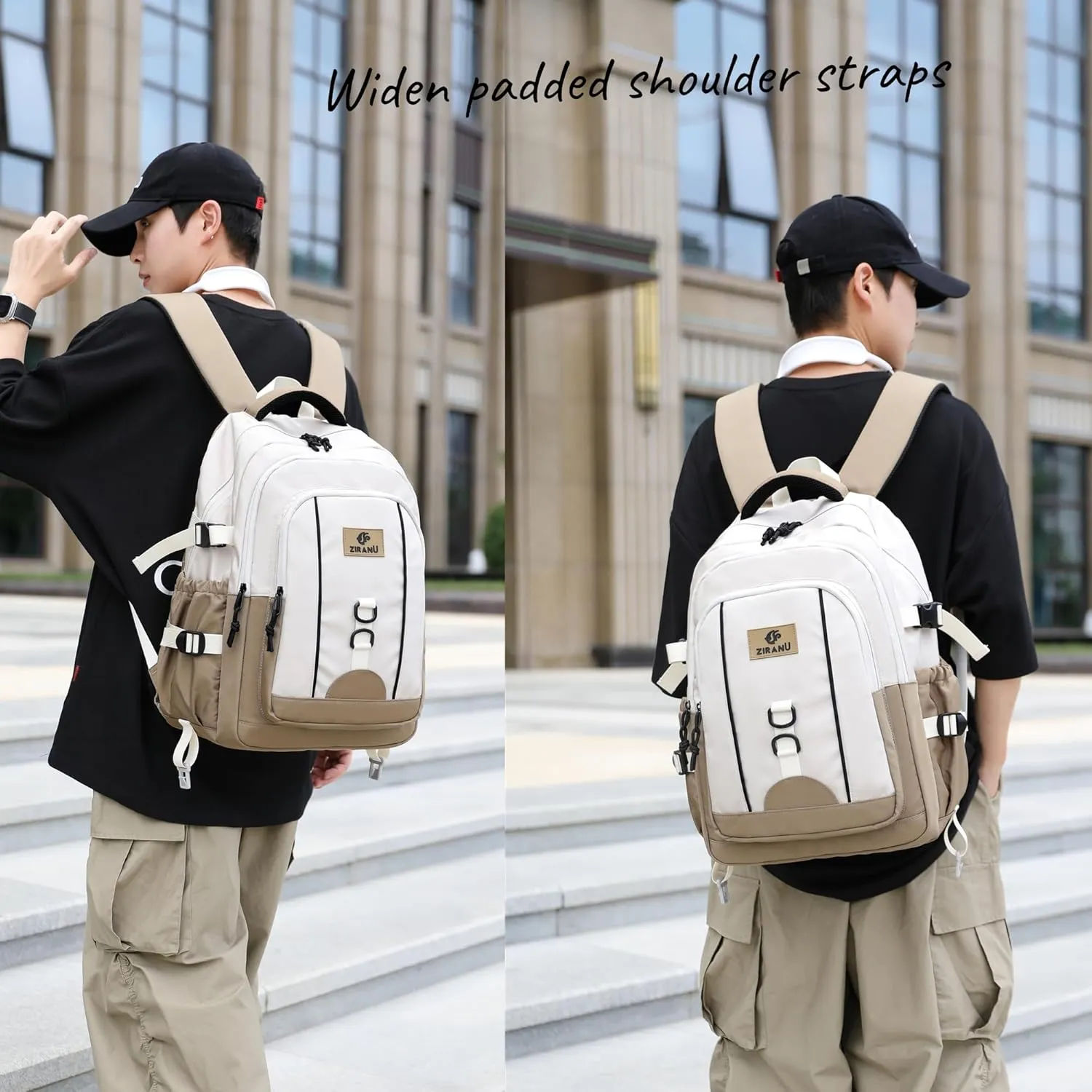 Kids Backpack for Boys & Girls, Middle School Backpacks for Teens Boys, Elementary Student Bookbag School Bags for Boys Casual Daypack,Khaki