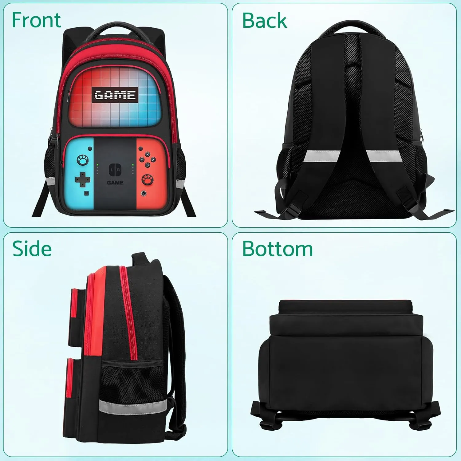 Kids Backpack For BoysGamer Boys Backpack For Children Teens Elementary Middle School, 17 Students Bookbag
