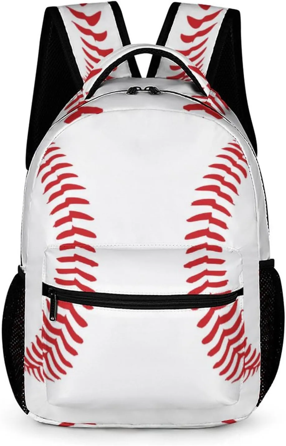 KOYI Baseball Backpack for Boys Baseball School Backpack, Red Baseball Lace on White Backpack, Kids Baseball Backpack for Boys Girls, Elementary Middle High School Bags Travel Backpack,16.5 Inch