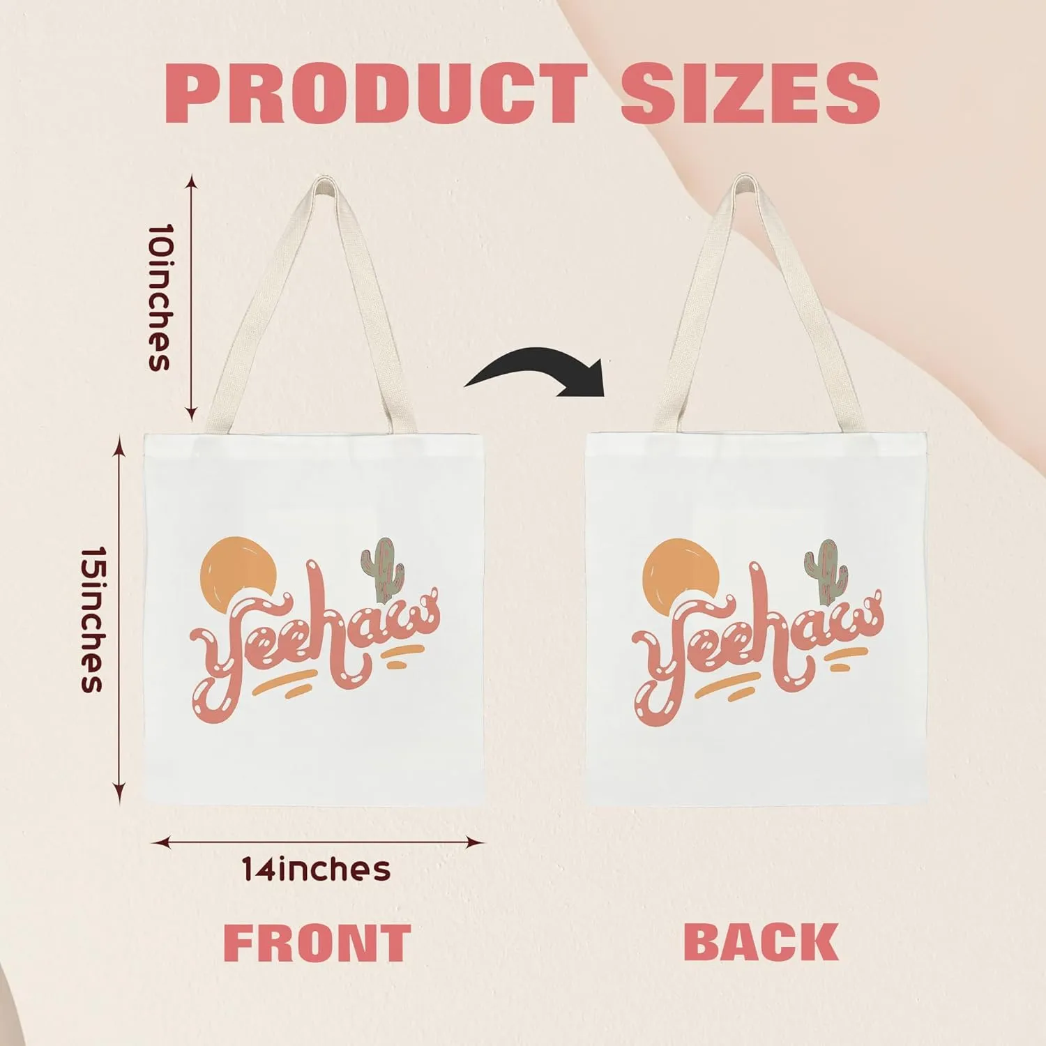 kunlisa Canvas Tote Bag,Western Tote Bag,Western Tote Bags for Women,Reusable Grocery Bags Canvas 14x15 Inch