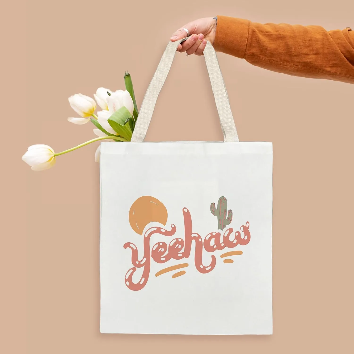 kunlisa Canvas Tote Bag,Western Tote Bag,Western Tote Bags for Women,Reusable Grocery Bags Canvas 14x15 Inch